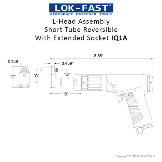 L Head Assembly Short Tube Reversible With Extended Socket IQLA 01