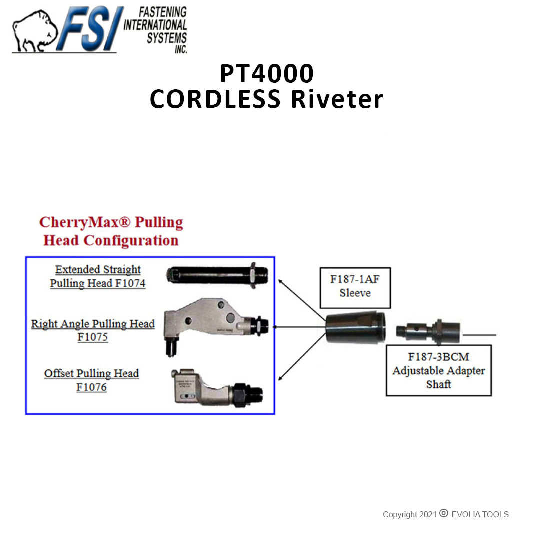 PT4000 CORDLESS Riveter CherryMax® Heads Configurations
